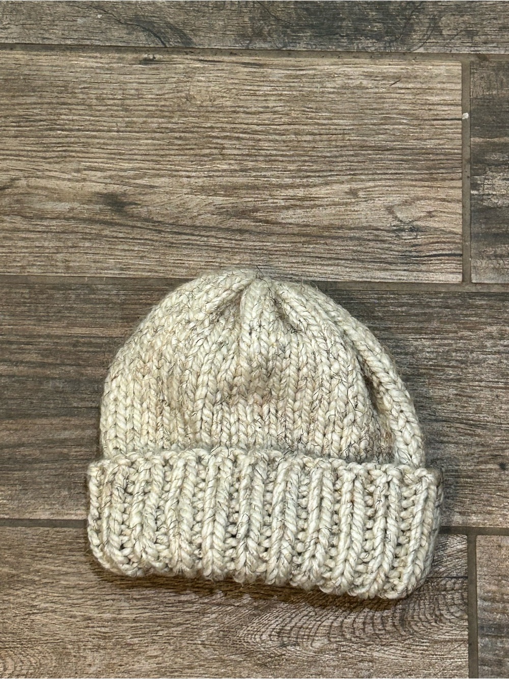 Handmade Unisex Cozy Wheat Knit Wool Blend Chunky Beanie 11” NEW